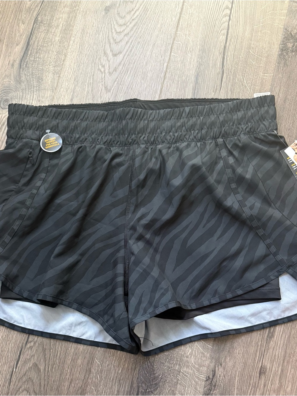 Avia Black Zebra-Print Running Shorts